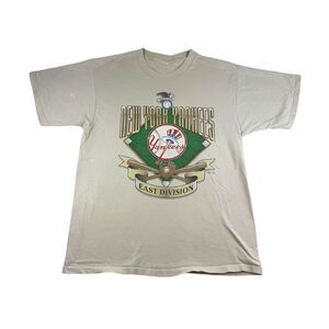 Vtg 1995 New York Yankees T Shirt Medium Beige Division MLB Champions Pro Player